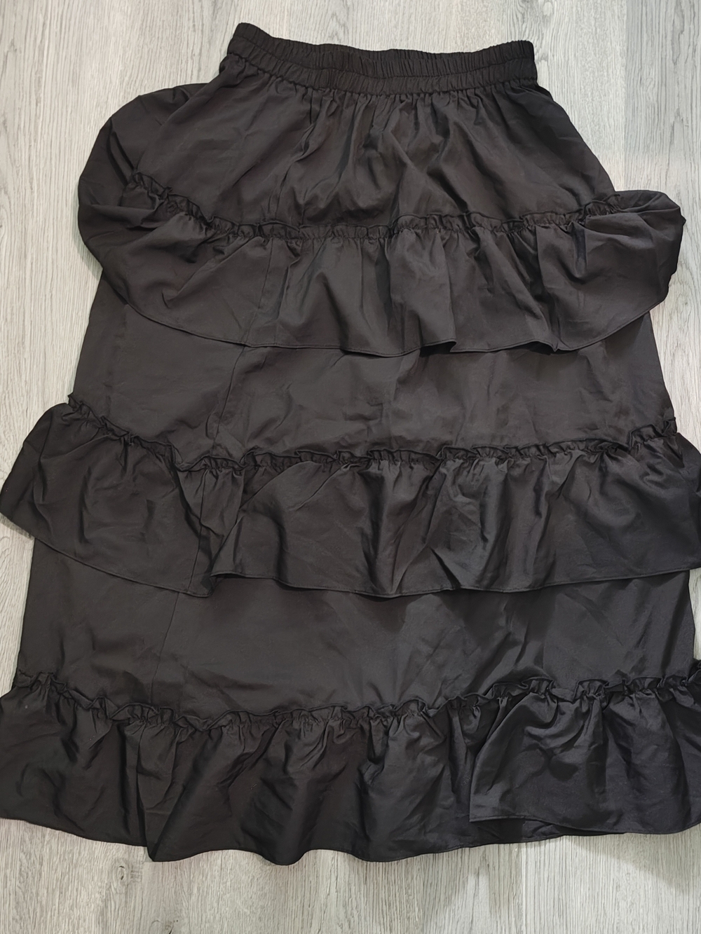 Black Tiered Ruffle Maxi Skirt Romantic Goth Witchy M